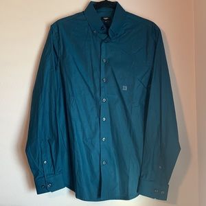 Express 1MX Slim Teal Dress Shirt